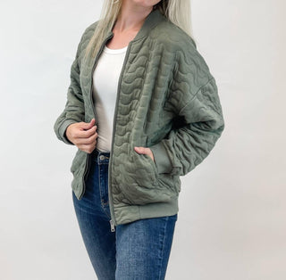 Be Cool - Comfy Wave Quilted Bomber Jacket