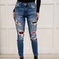 Judy Blue - Buffalo Plaid Peek-A-Boo Skinny Jeans