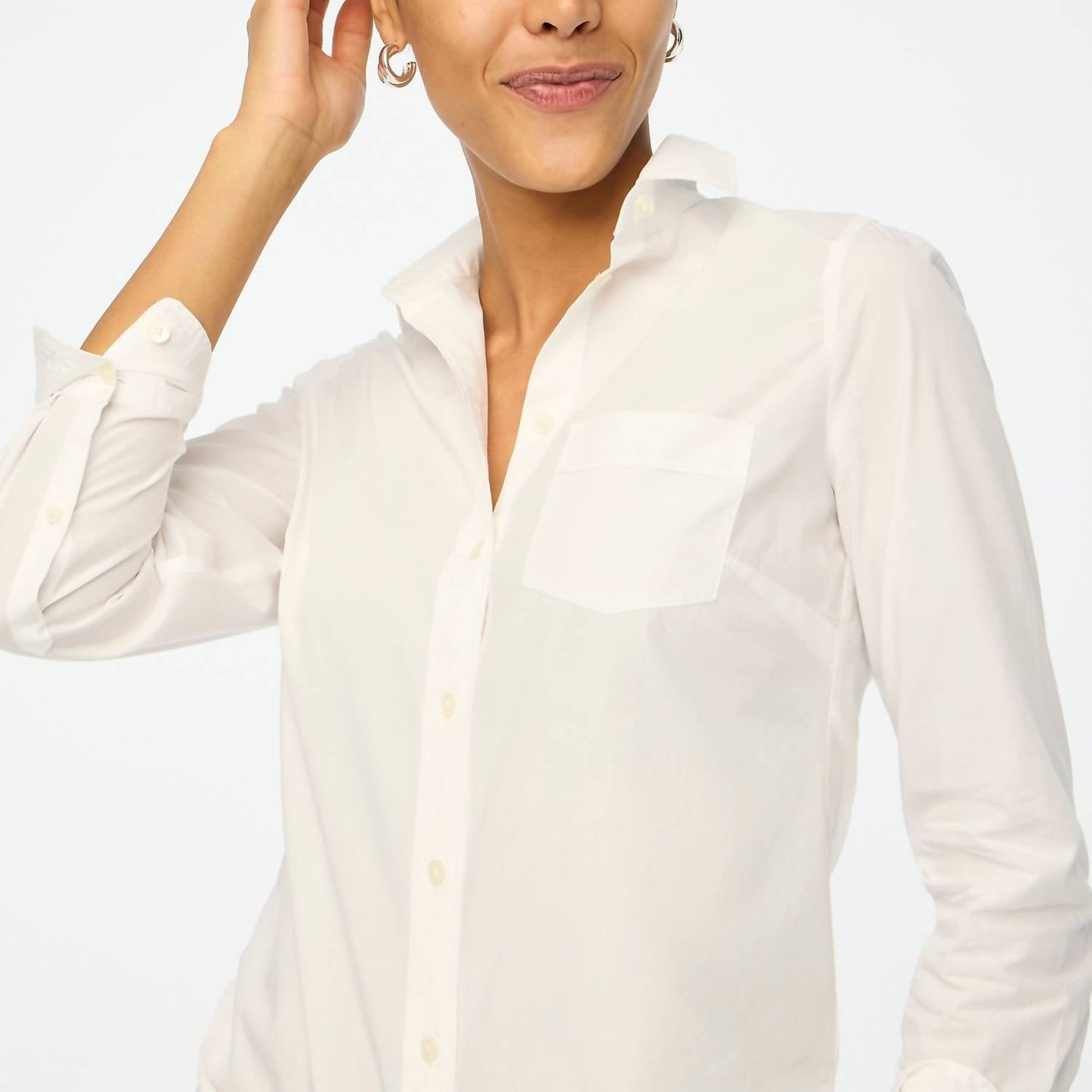 J.Crew - Button-up Cotton-blend Poplin Shirt In Signature Fit - Petite