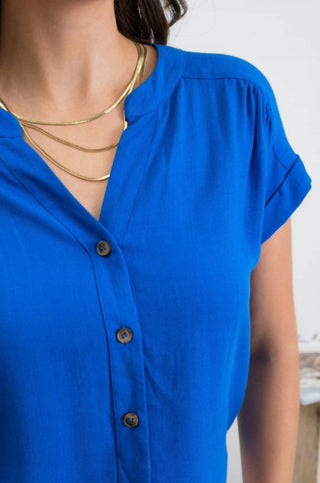 Blu Pepper - Short Roll Sleeve Button Down Shirt