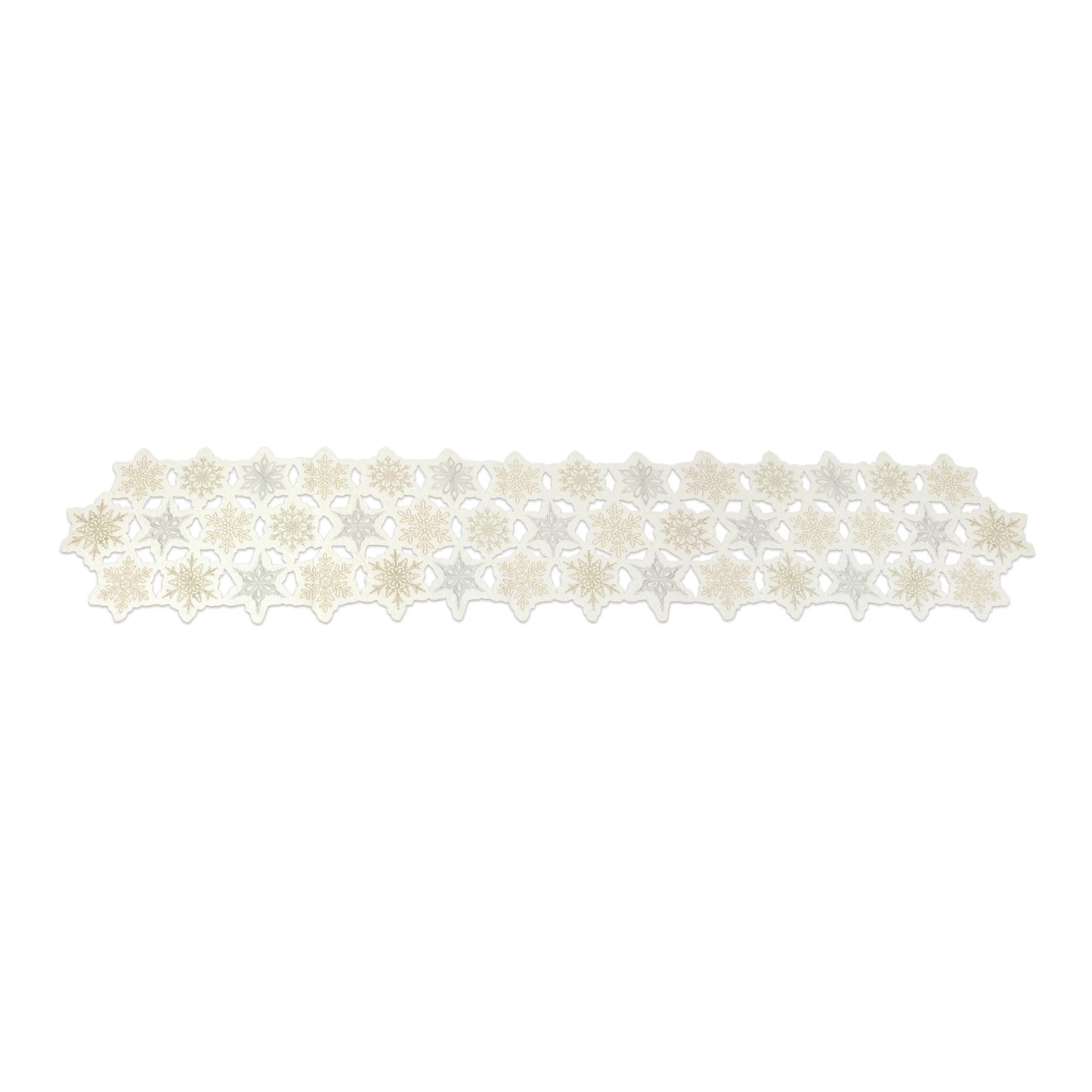 Embroidered Snowflake Table Runner 68"L