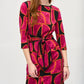 Joseph Ribkoff - Abstract Print Waist Tie Sheath Dress