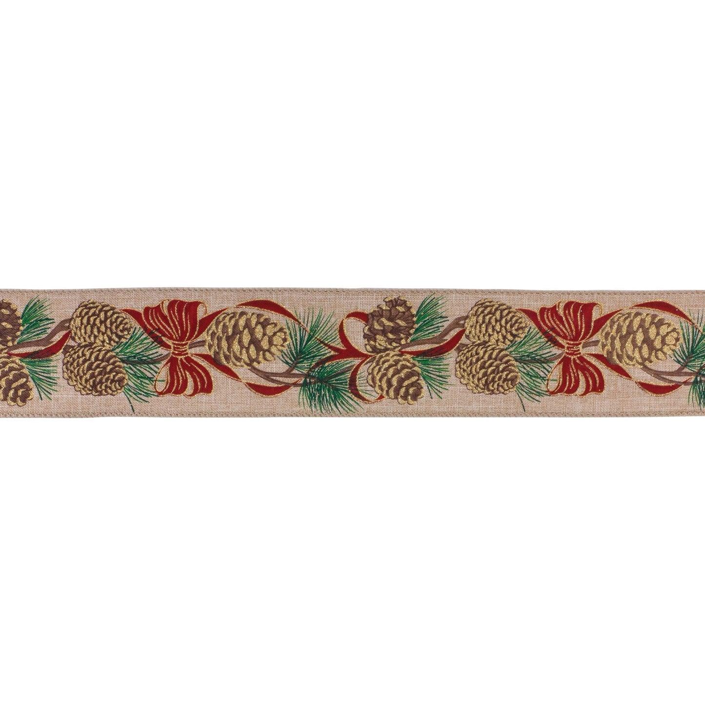 Pinecone Wired Ribbon (Set of 2)