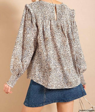 Kori - Ruffle Sleeve Smock Blouse