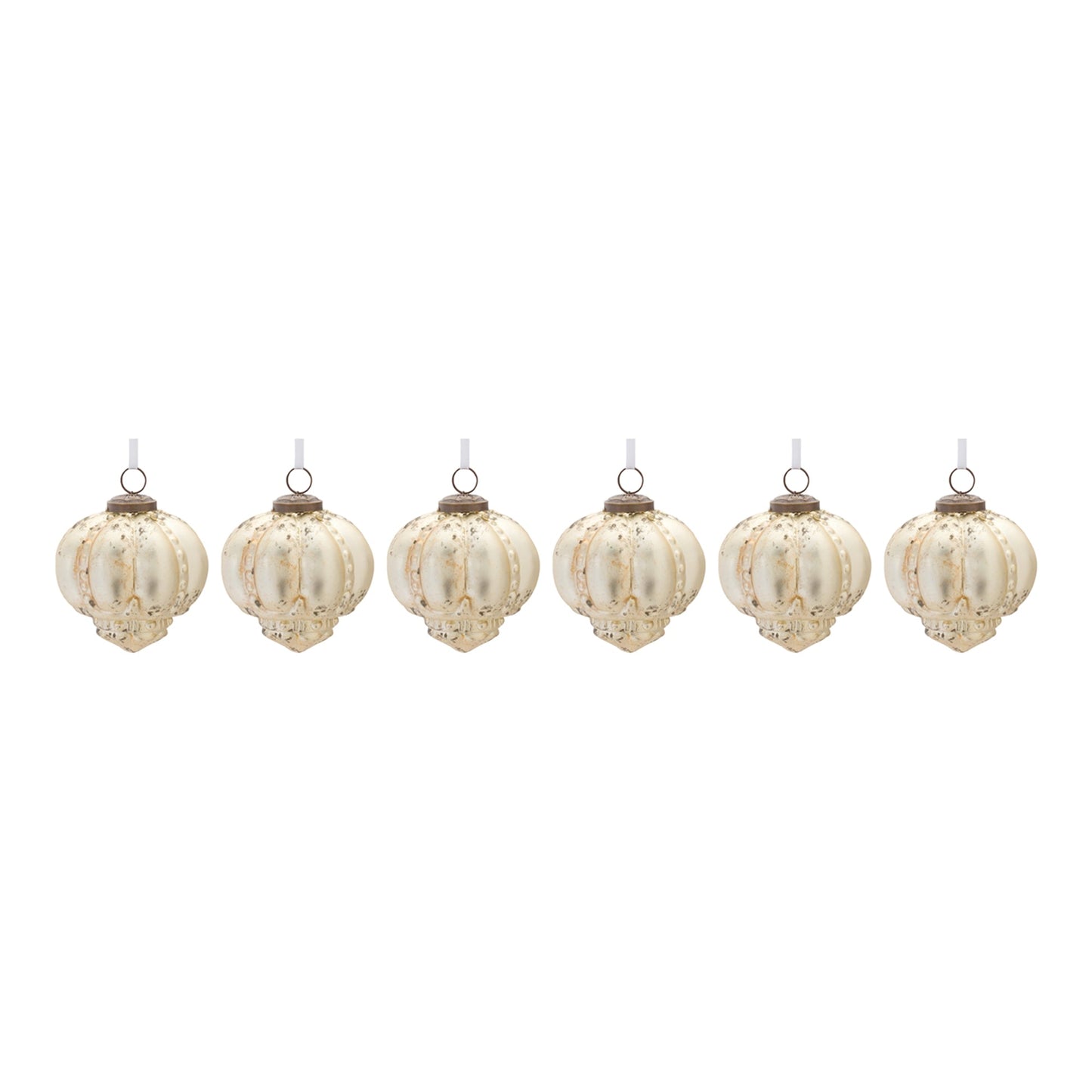 Distressed Gold Glass Ornament (Set of 6)