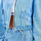 American Bazi - Cropped Denim Jacket With Drawstring Waist