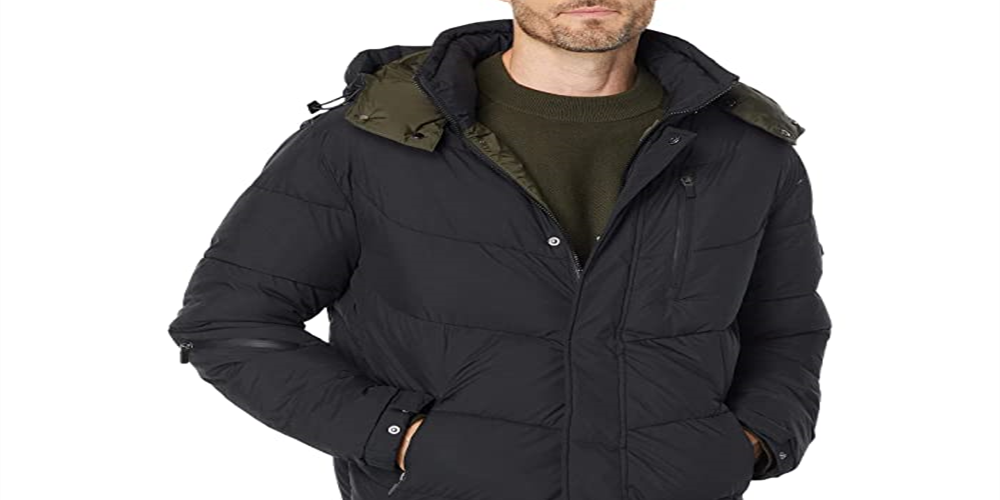 Scotch & Soda Men's Hooded Water Repellent Puffer Jacket Black Size S