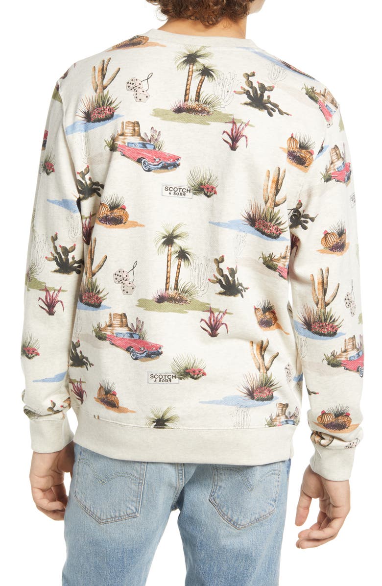 Scotch & Soda Men's Allover Print Cotton Sweatshirt Gray Size X-Large