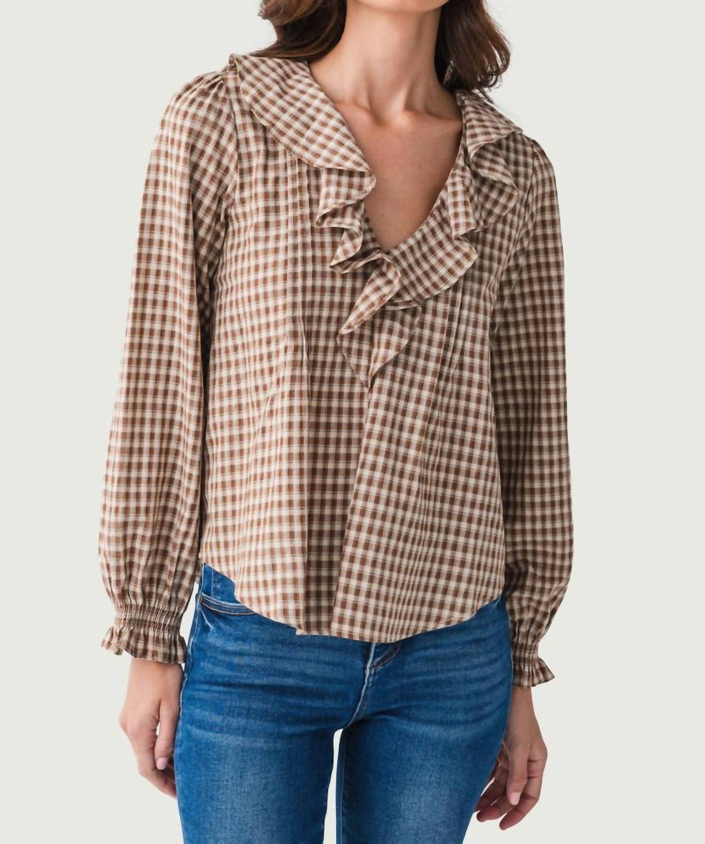By Together - Gingham Ruffled Blouse