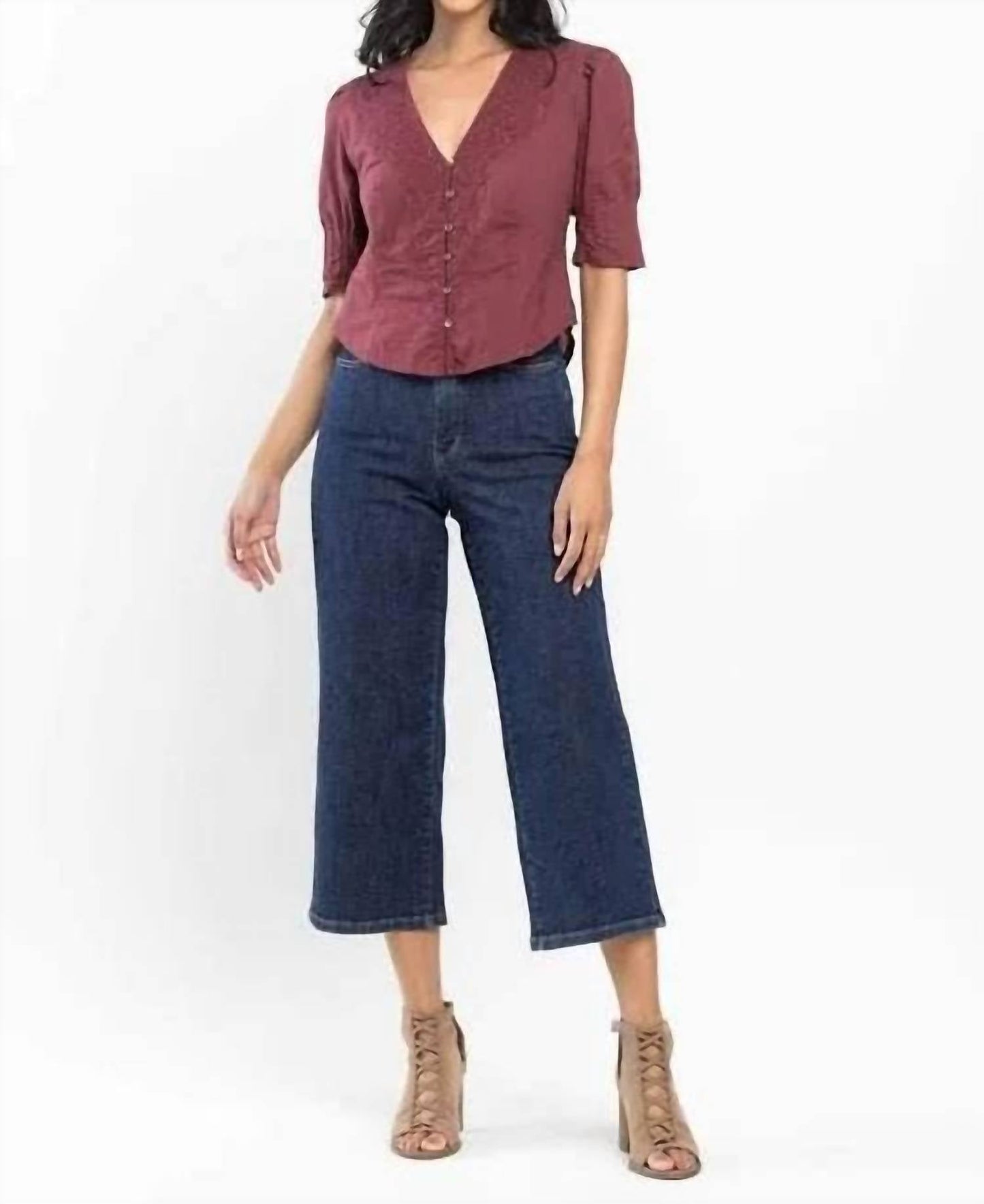 Judy Blue - High Waisted Tummy Control Tailored Crop Wide Leg Jean