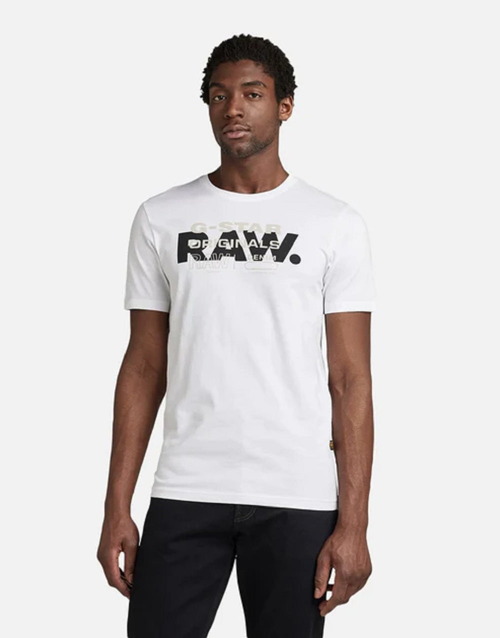 G-Star Raw Men's Slim Fit Organic Cotton Logo Graphic Tee White Size Medium