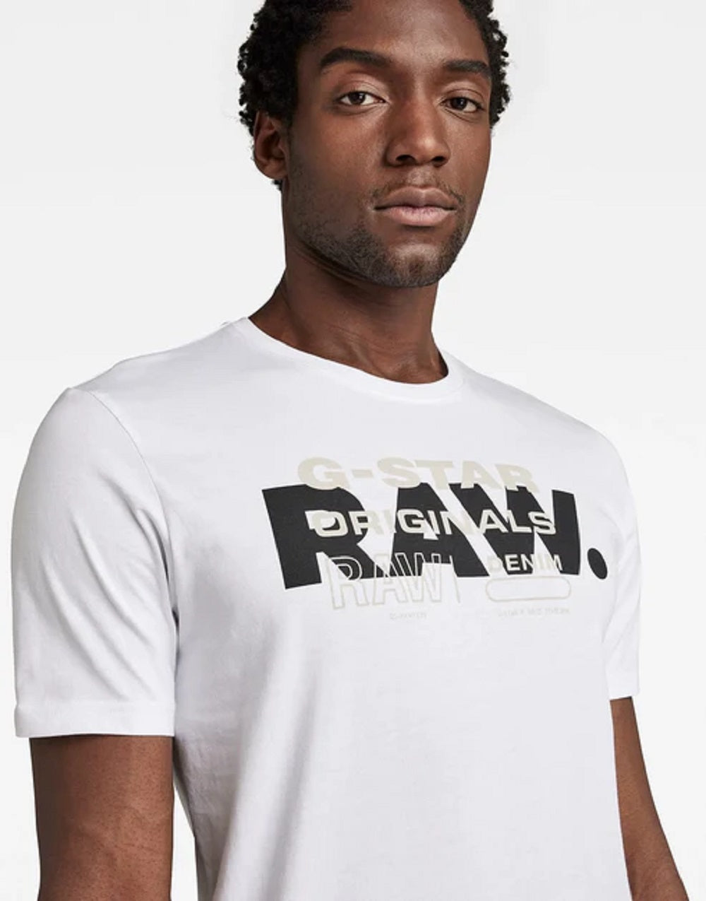 G-Star Raw Men's Slim Fit Organic Cotton Logo Graphic Tee White Size Medium