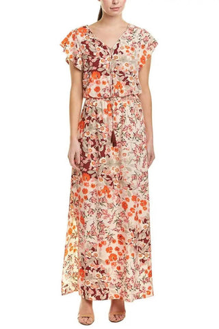 Adrianna Papell - Floral Flutter Sleeve Maxi Dress