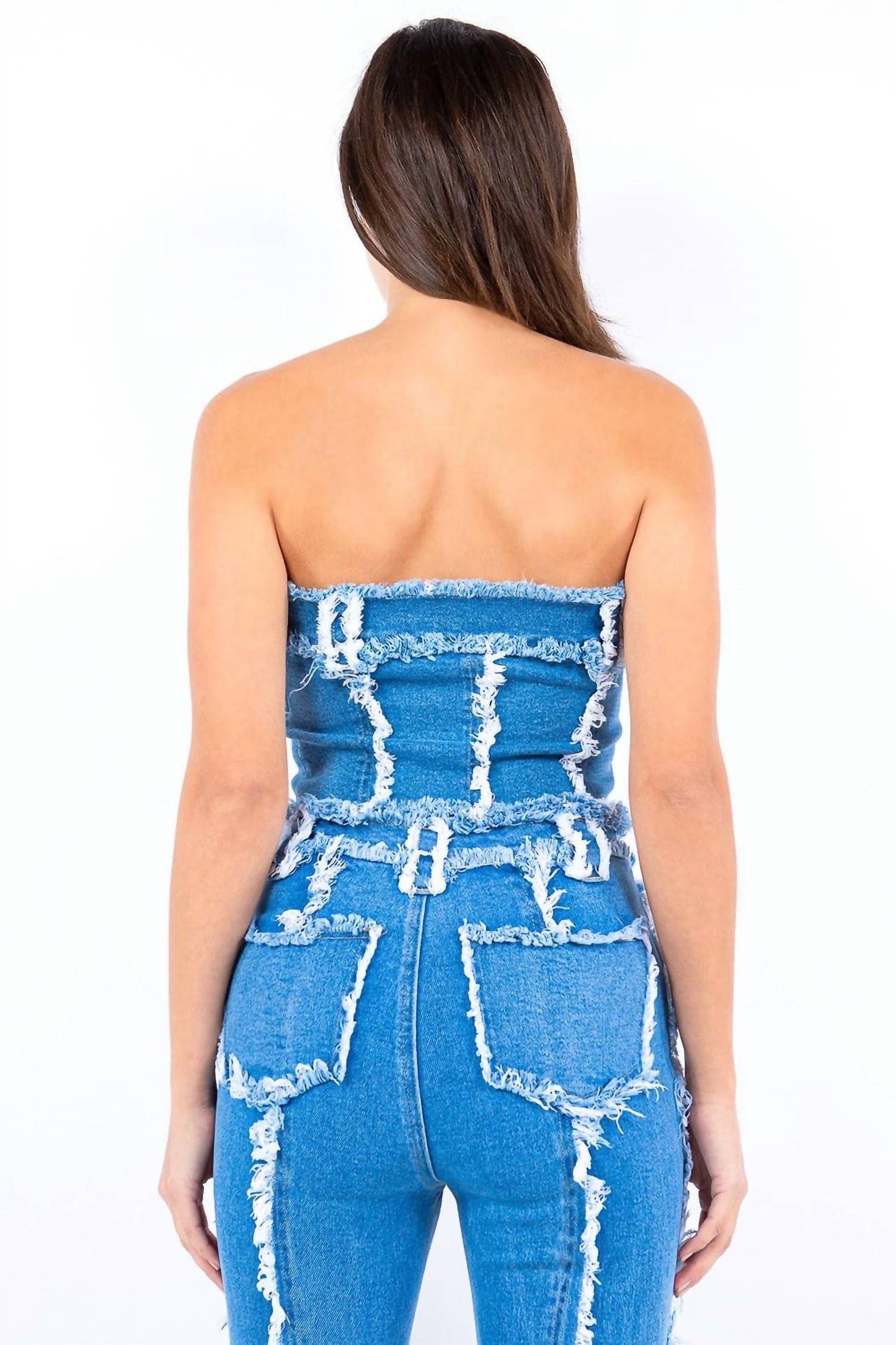 American Bazi - Frayed Edge Denim Corset Top