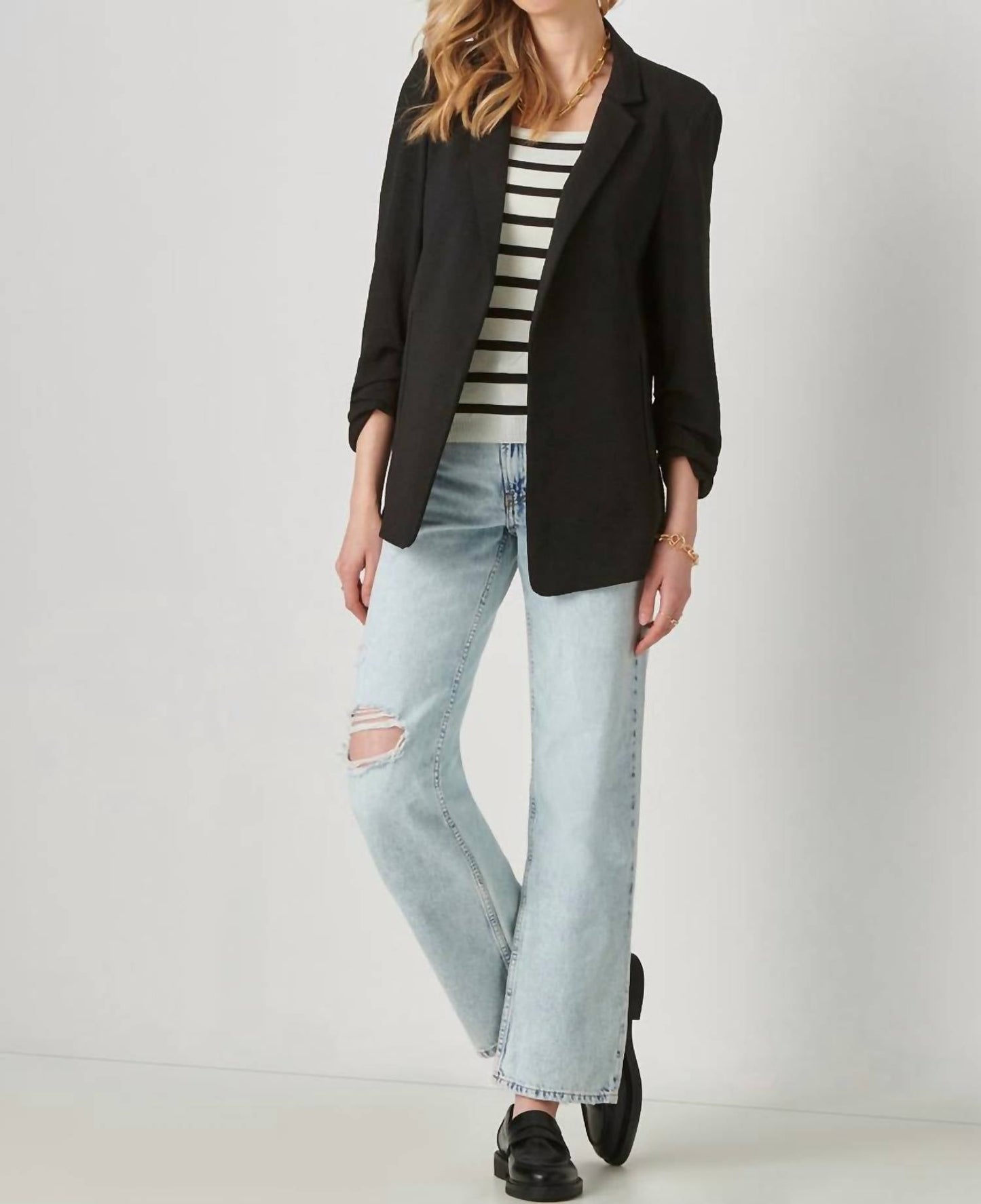Charlie Paige - Ruched Sleeve Lightweight Jacket
