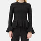 Ganni - Compact Stripe Jersey Peplum Blouse