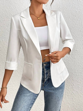 Trendsi - Classic Lapel Collar One Button Blazer