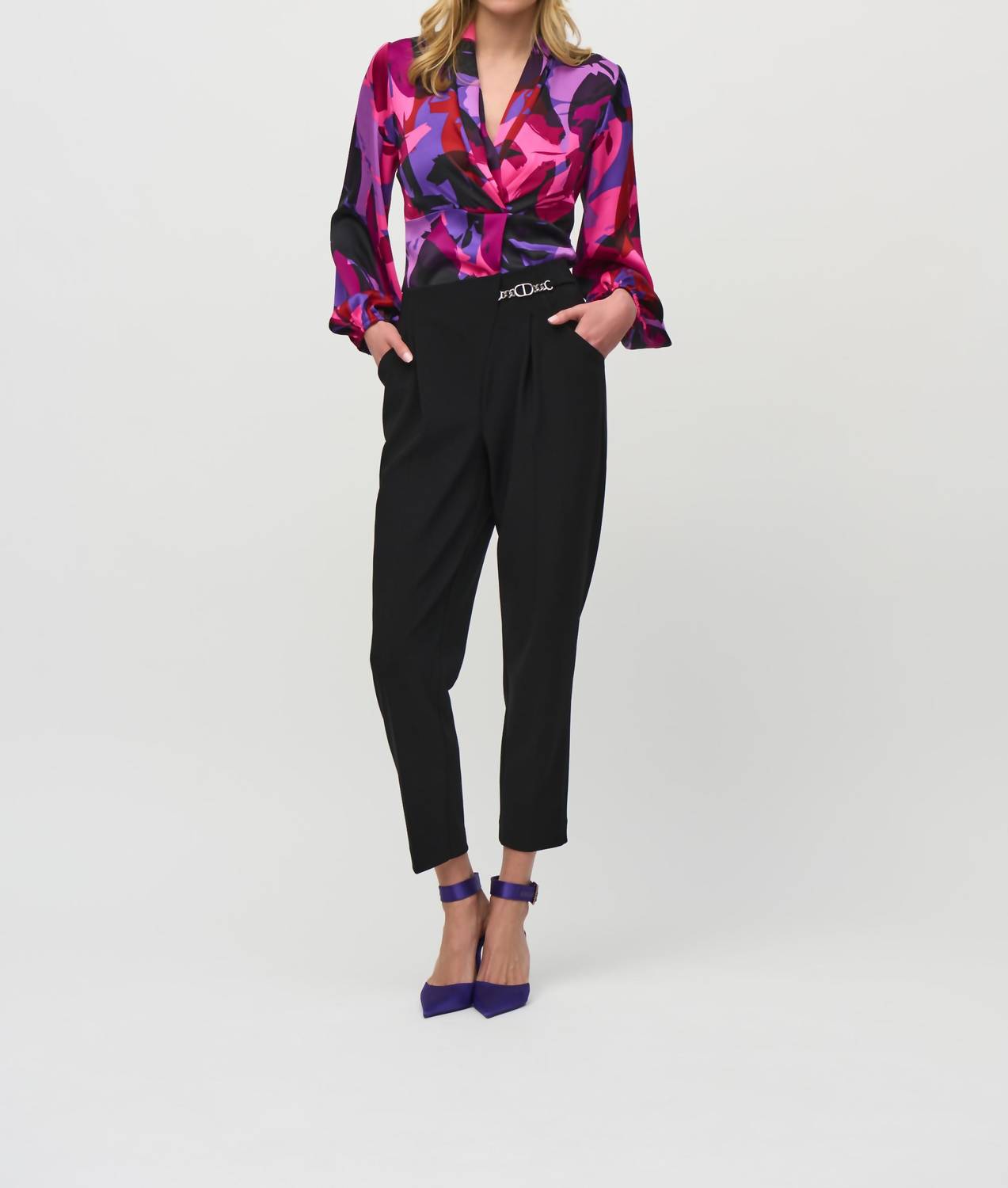 Joseph Ribkoff - Satin Abstract Print Trapeze Top