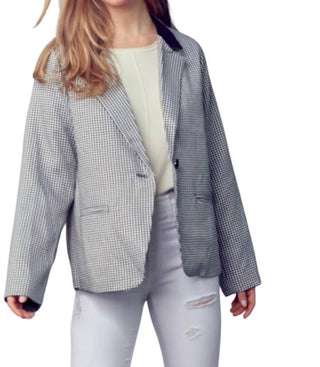 &Merci - Contrast Lapel Collar Houndstooth Blazer