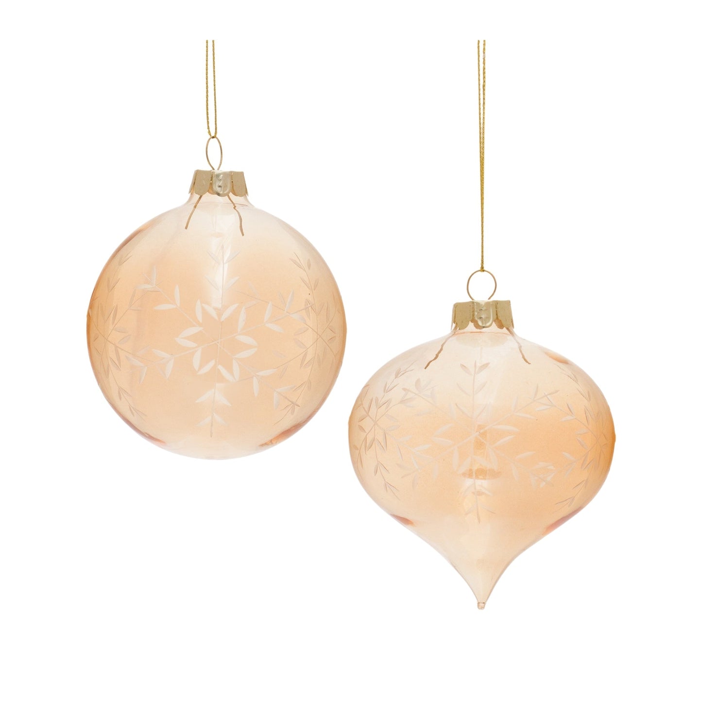 Snowflake Etched Glass Ornament (Set of 12)