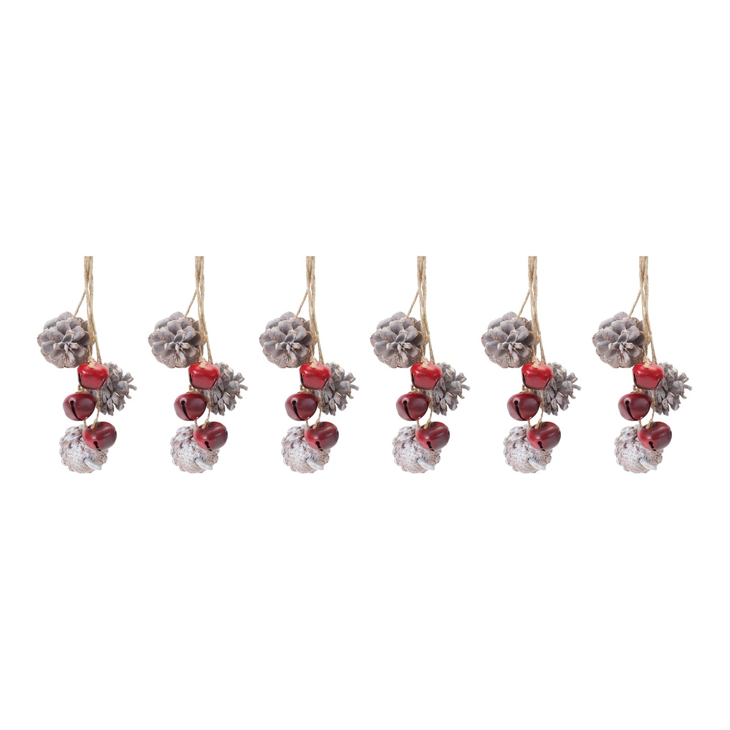 Bell and Pine Cone Drop Ornament (Set of 6)