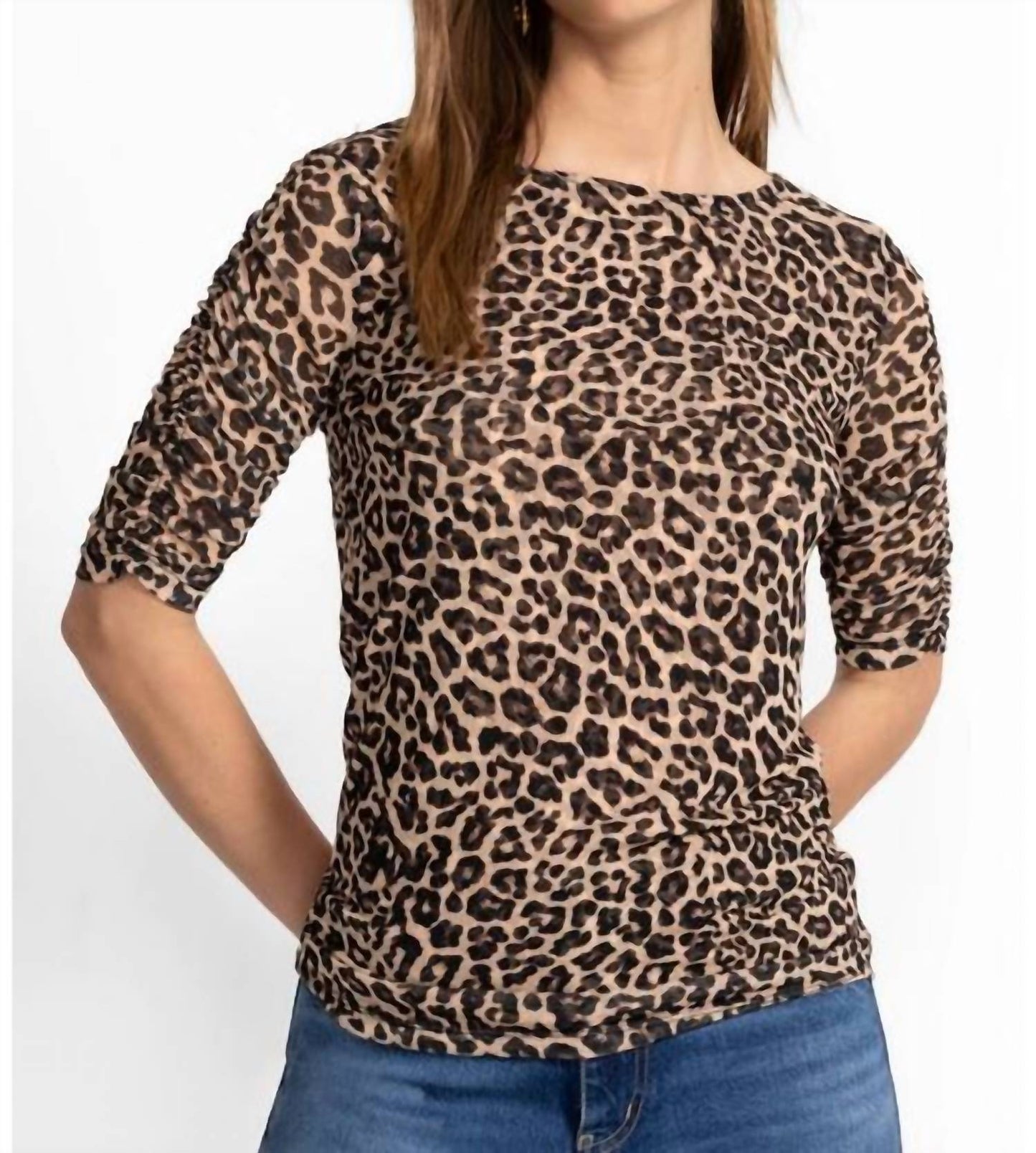 Johnny Was - RUCHED SLEEVE MESH TOP