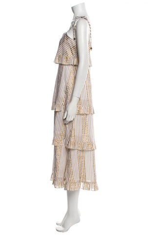 Oliphant - Tie Strap Ruffle Midi Dress