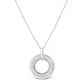 .925 Sterling Silver Prong-Set Diamond Accent Satin Finished Double Circle 18" Pendant Necklace (I-J Color, I1-I2 Clarity)