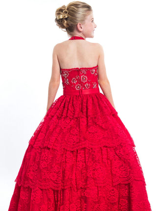 Rachel Allan - Lace Halterneck Pageant Ball Gown