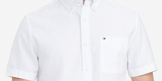 Tommy Hilfiger Men's Big & Tall Classic Fit Porter Textured Shirt White Size 3X