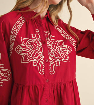 &Merci - Reba EMBROIDERED BUTTON DOWN MINI DRESS