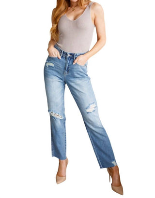 Judy Blue - High Rise Rigid Magic Destroy Slim Straight Jeans
