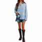 Free People - Airbrushed Blossom Denim Shirt