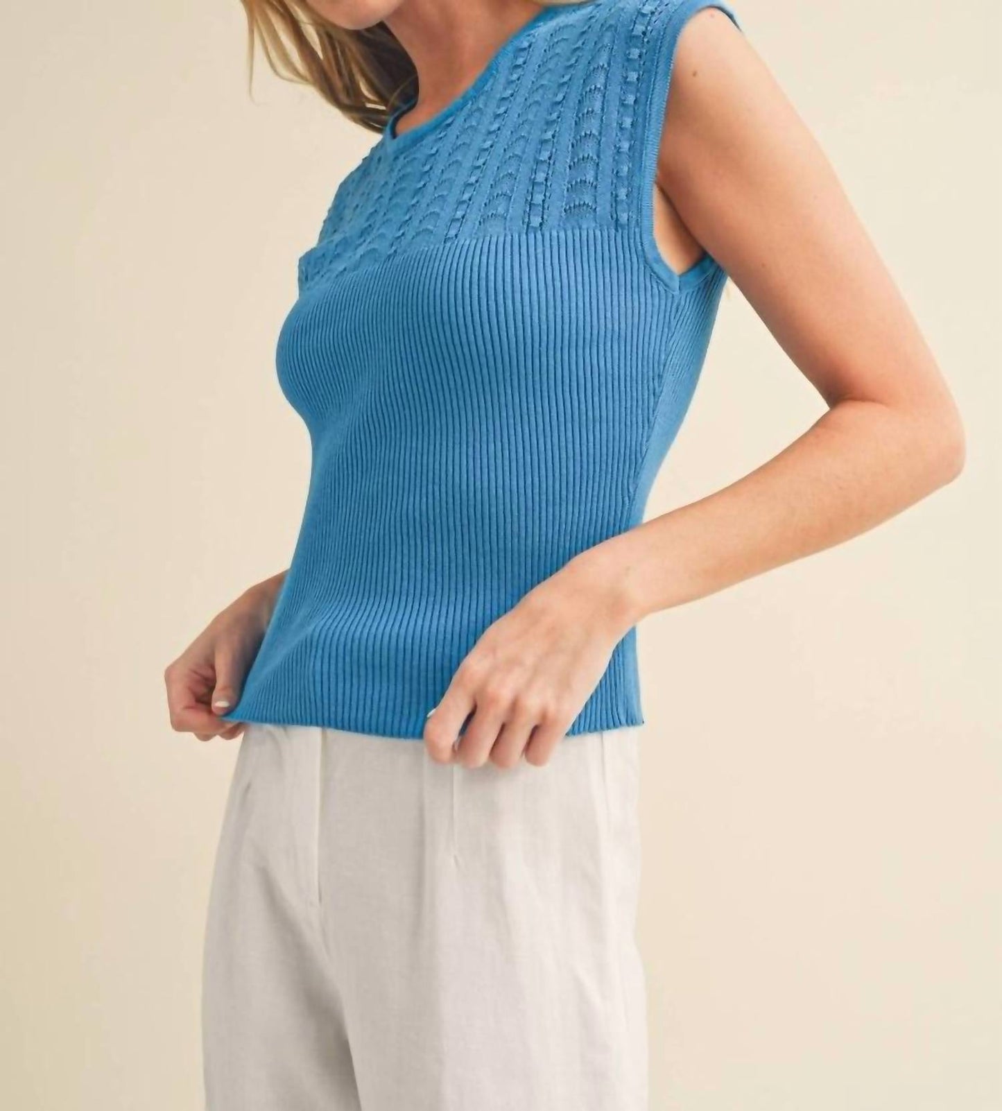 Aemi + Co - Women's Tara Openwork Cap Sleeve Knit Top