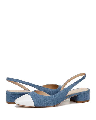 Veronica Beard - Cecile Denim Cap-Toe Slingback Sandals