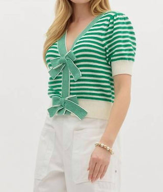 Entro - Julian Stripe Bow Front Knit Top
