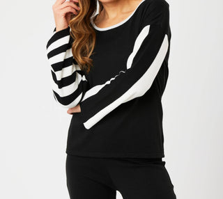 Angel Apparel - Stripe Sleeve Scoop Neck Top