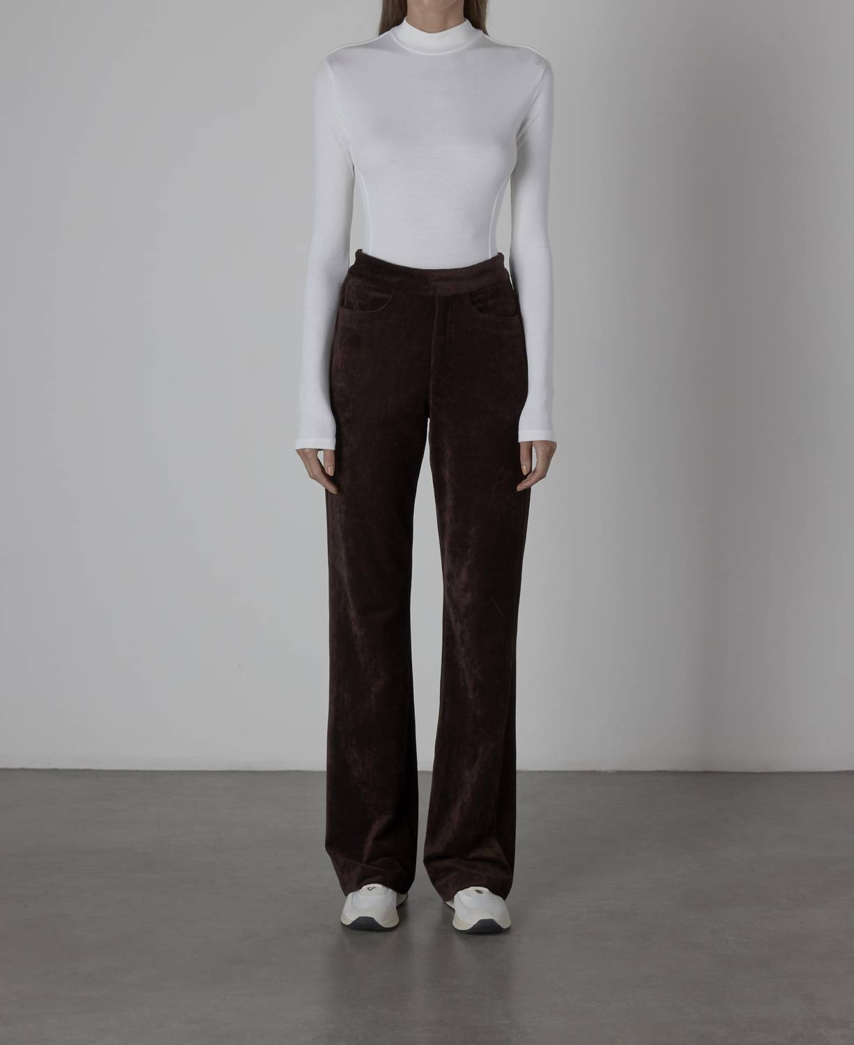 Enza Costa - SILK RIB L/S PANELED MOCKNECK