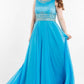 Rachel Allan - Boatneck Beaded Chiffon Prom Gown