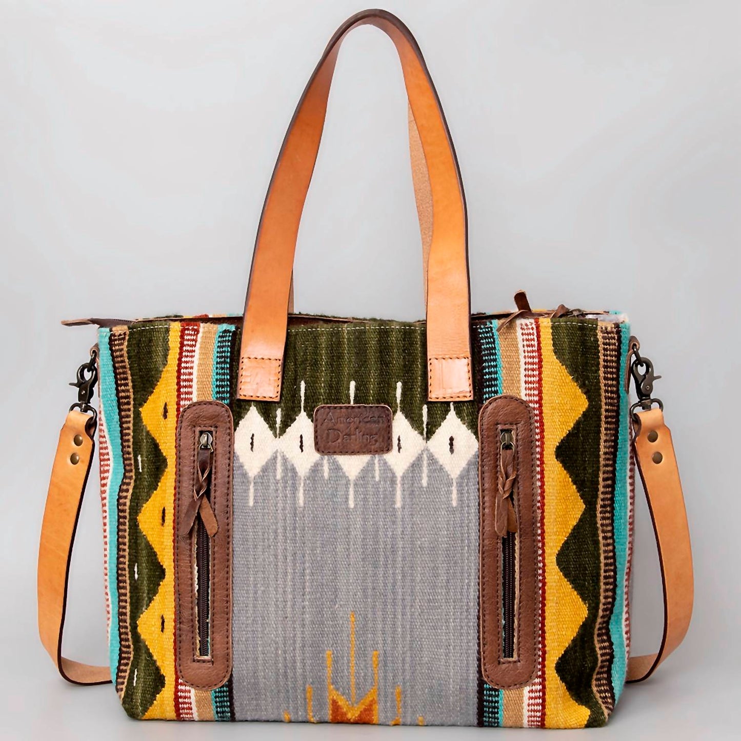 American Darling - Women's Saddle Blanket Genuine Leather Western Tote Bag
