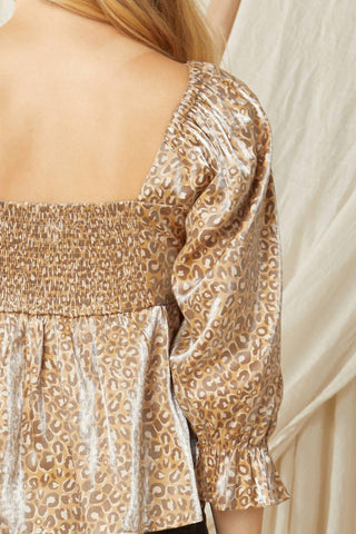 Entro - Leopard Iridescent Babydoll Top