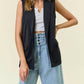 Doe And Rae - Black Shawl Neck Open Front Knit Vest Blazer