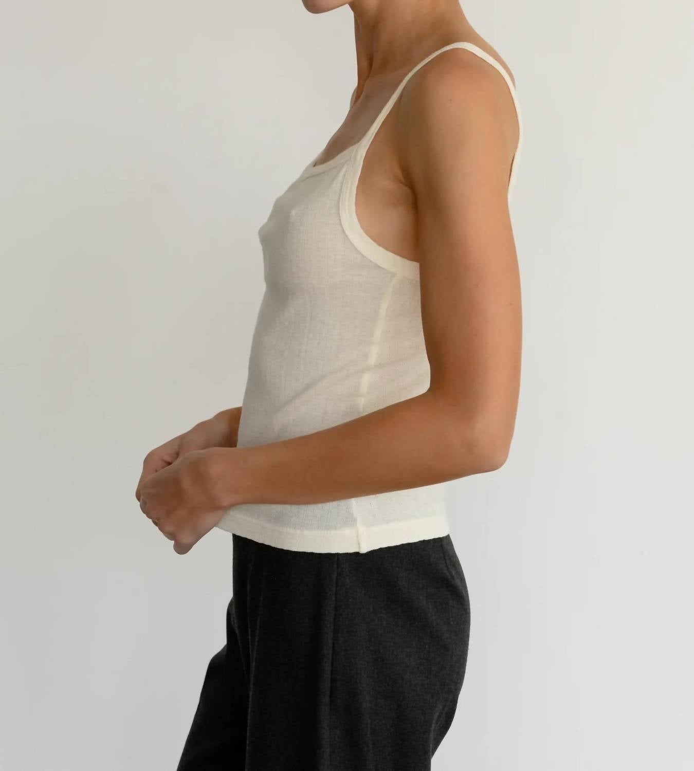 Donni. - Pointelle Square Neck Tank Top