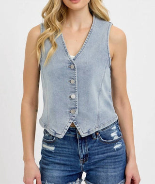 Risen - Denim Button Down Vest