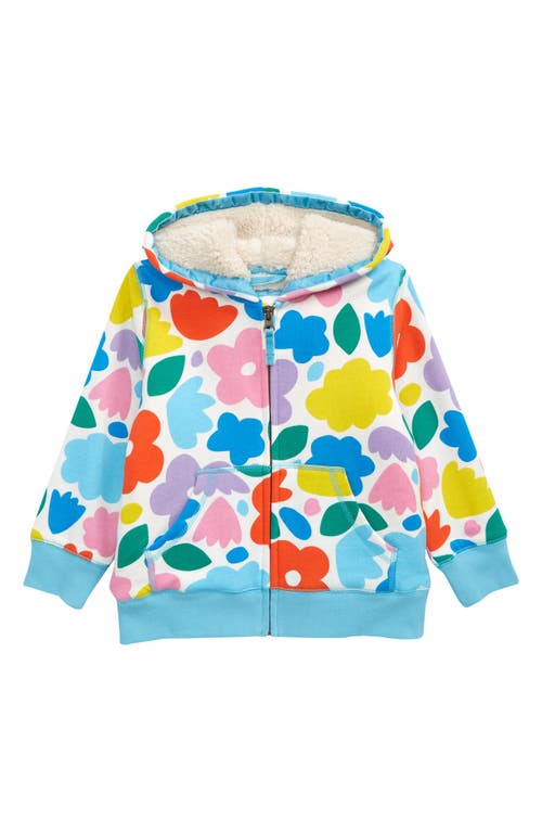 Mini Boden Kids' Fleece Lined Zip Hoodie in Multi Painted Floral, Size 2-3Y