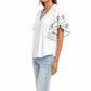 Karen Kane - Women's Embroidered Flutter Sleeve Top