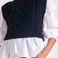 Elan - Cable Sweater Vest With Attached Blouse