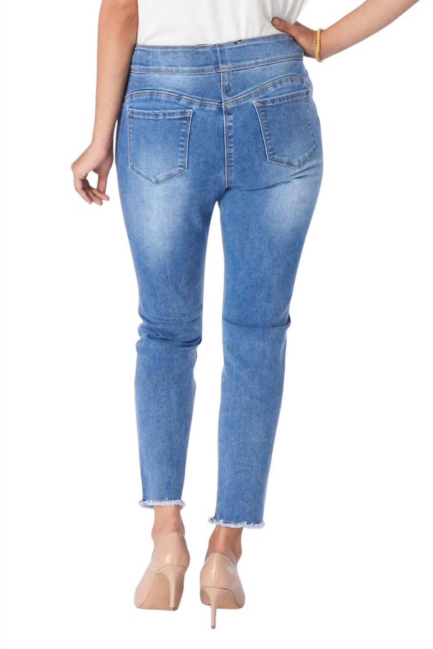 Coco + Carmen - Asra Tummy Control Embroidered Denim Capris