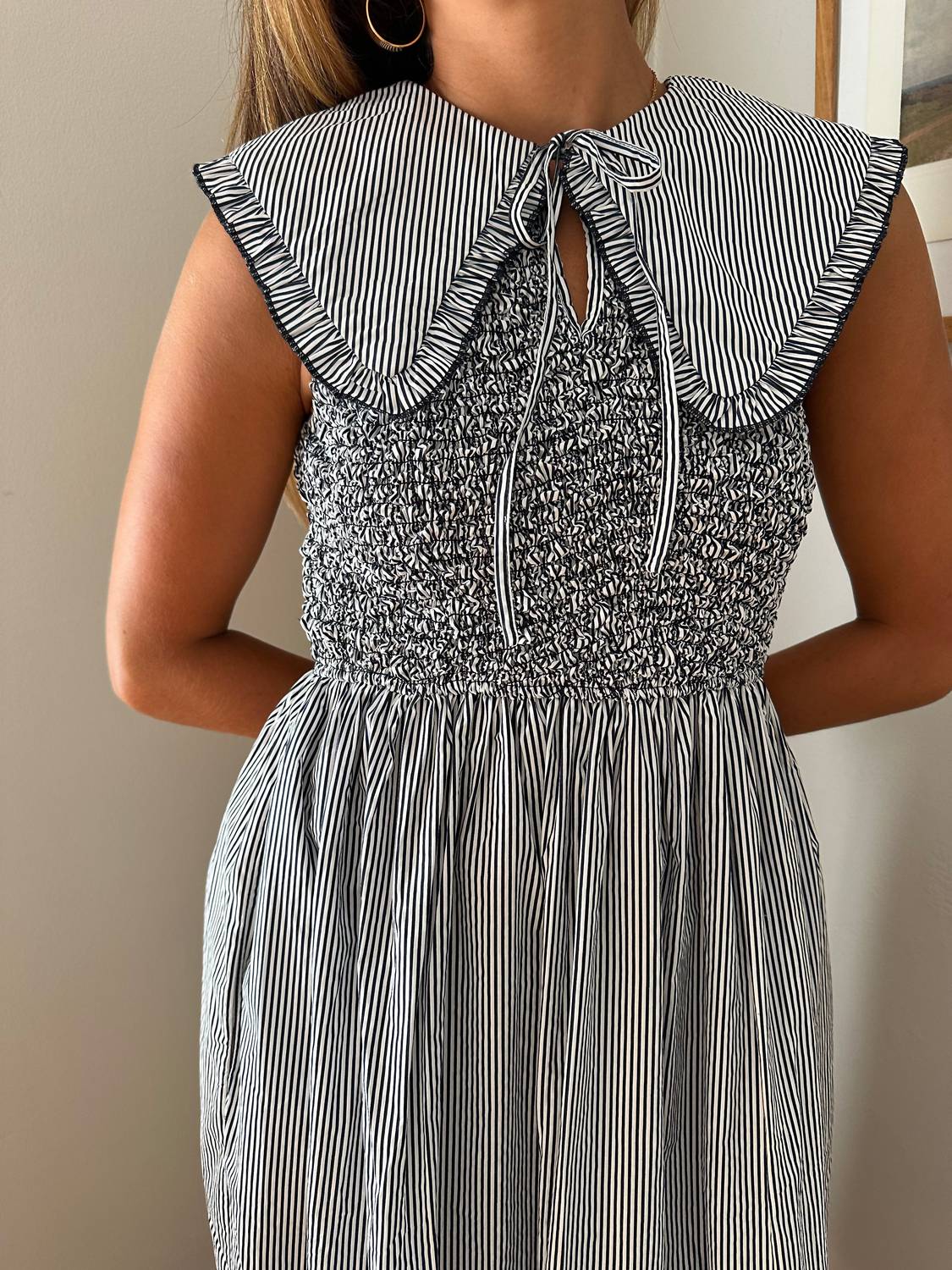 Sofie The Label - Ava Pinstripe Collared Tank Midi Dress