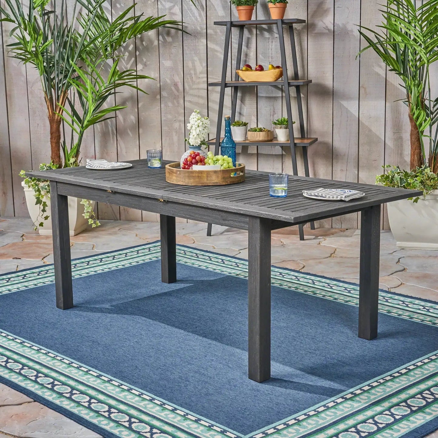 Outdoor Expandable Dining Table With Square Legs